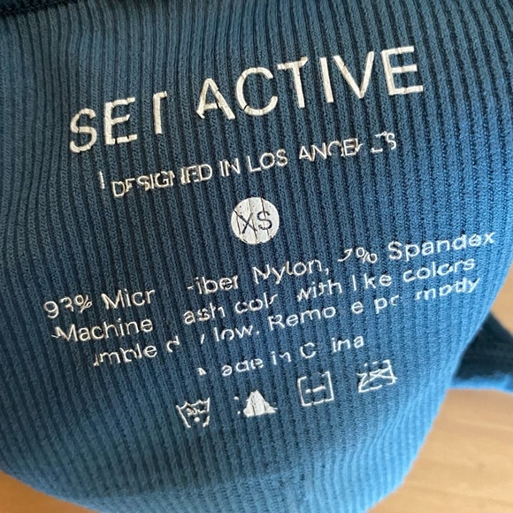 Set active sculptflex ribbed V bra and seamless leggings SET turquoise blue - Picture 7 of 10